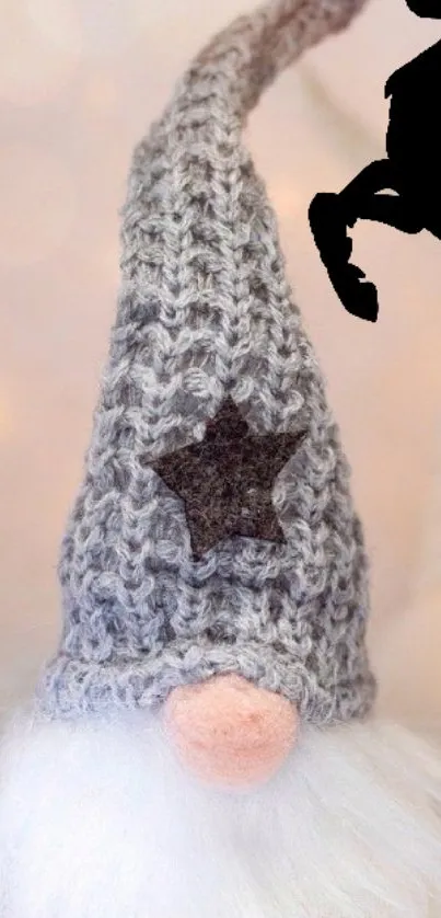 Cute gnome with a knit hat, perfect for festive wallpaper.