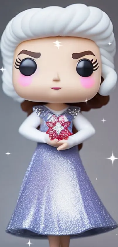 Cute cartoon figurine with purple dress.