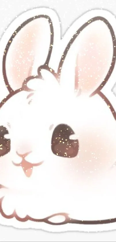 Cute fluffy bunny cartoon wallpaper with pastel colors.