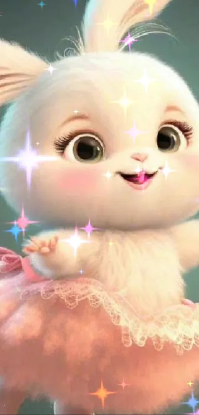 Cute fluffy bunny in a pink tutu.