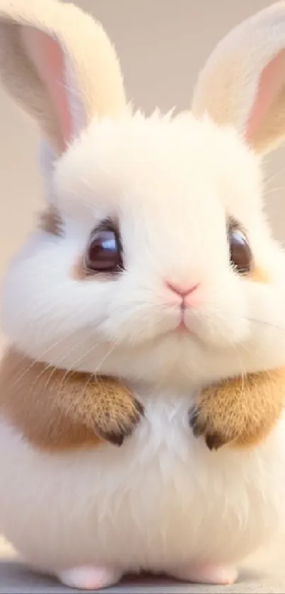 Adorable fluffy bunny with big eyes.