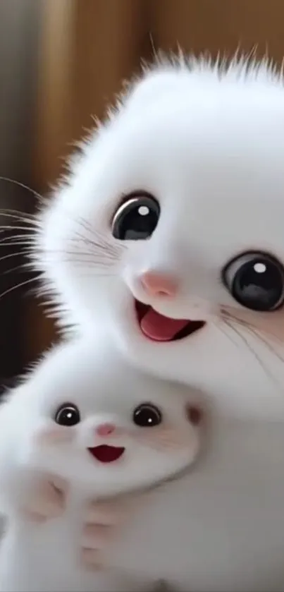 Cute fluffy animated creatures with big eyes.