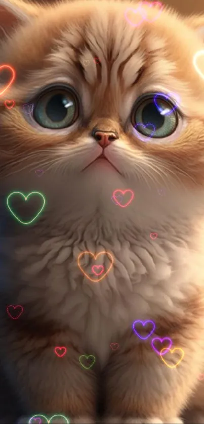 Adorable fluffy kitten with big eyes, perfect for mobile wallpaper.