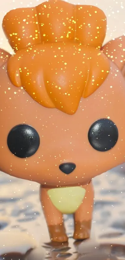 Cute fox figurine with golden sparkles.