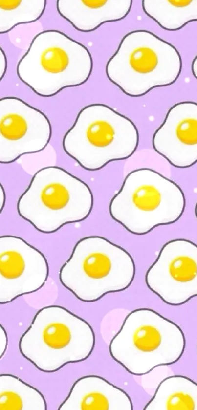 Fried eggs pattern on lilac mobile wallpaper.