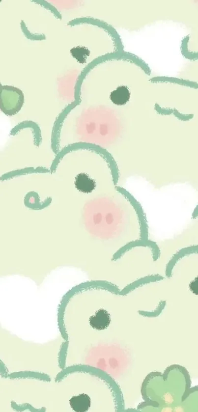 Adorable pastel frog pattern wallpaper with cute green cartoon design.