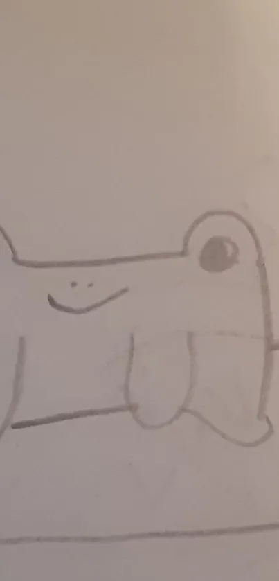 Minimal pencil sketch of a frog on white background.