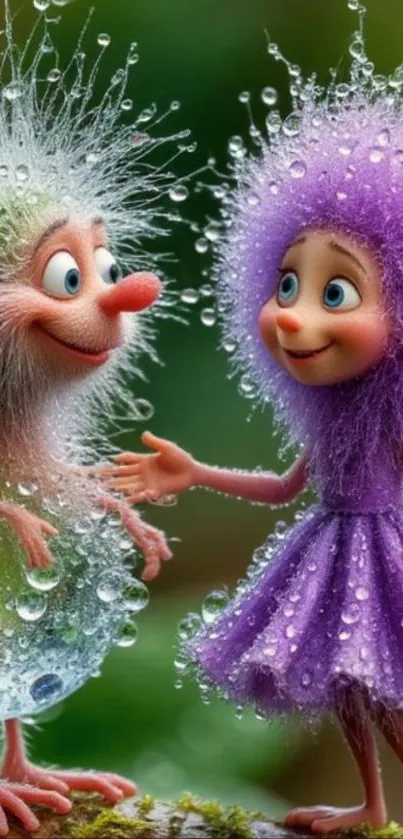 Furry cartoon characters with vibrant colors on a green backdrop.