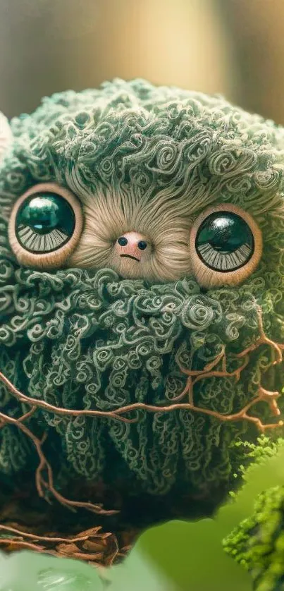 Cute furry creature in a forest setting, perfect for wallpaper.