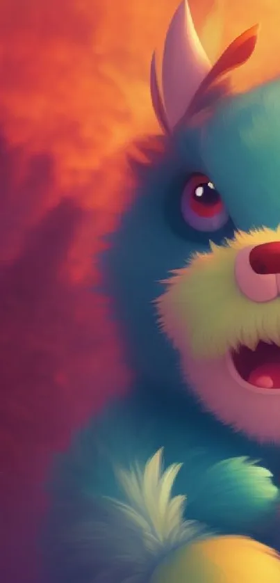 Cute furry monster with vibrant colors.