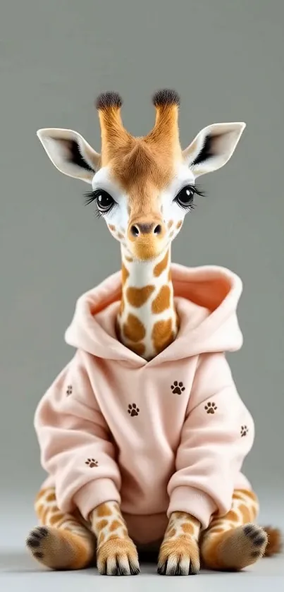 Cartoon giraffe in a hoodie mobile wallpaper.