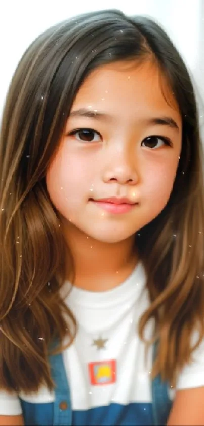 Portrait of a young girl with long hair, suitable as a mobile wallpaper.