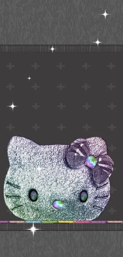 Adorable glittery cat wallpaper with sparkling design and gray background.