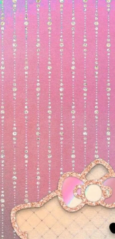 Cute pink glittery wallpaper with cat design.