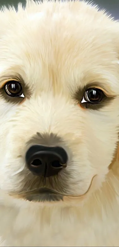Adorable golden retriever dog portrait with fluffy ears.