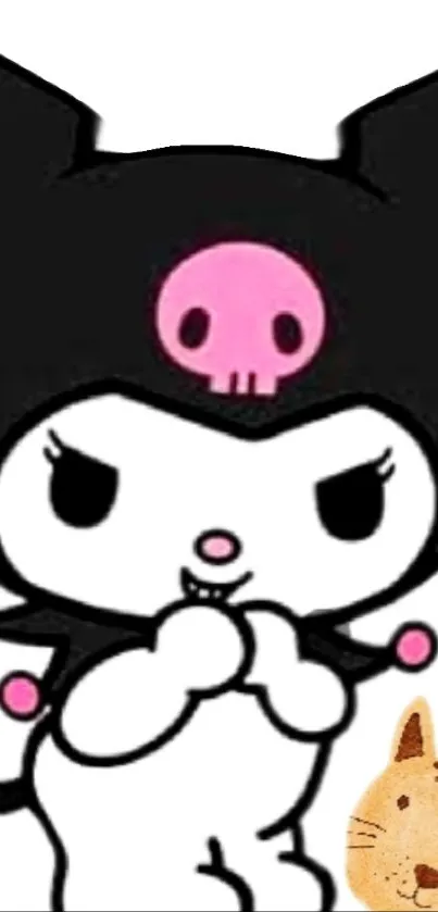 Gothic character with pink skull hat in a cute mobile wallpaper.