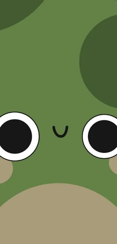 Cute green cartoon character wallpaper with large eyes.