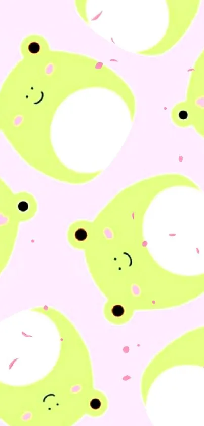 Cute green frog pattern on a pastel background.