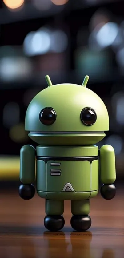 Cute green robot mobile wallpaper with a tech-inspired theme.