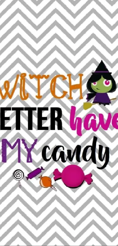 Halloween witch candy zigzag wallpaper.