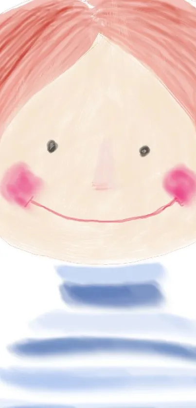 Hand-drawn character with pink hair and striped shirt