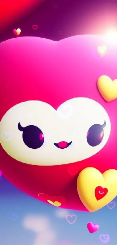 Cute cartoon heart-shaped balloon wallpaper with vibrant colors.