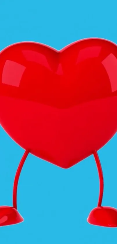 Heart character on blue background - mobile wallpaper.