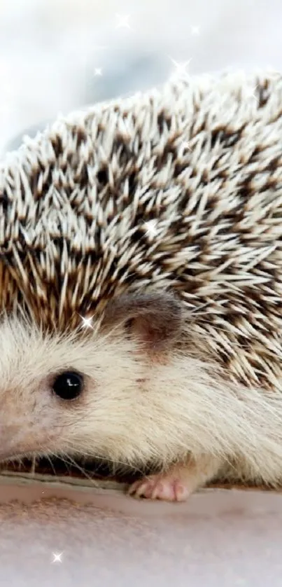 Cute hedgehog with spiky quills in natural setting background.