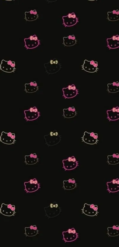 Hello Kitty black and pink pattern wallpaper for mobile phone.