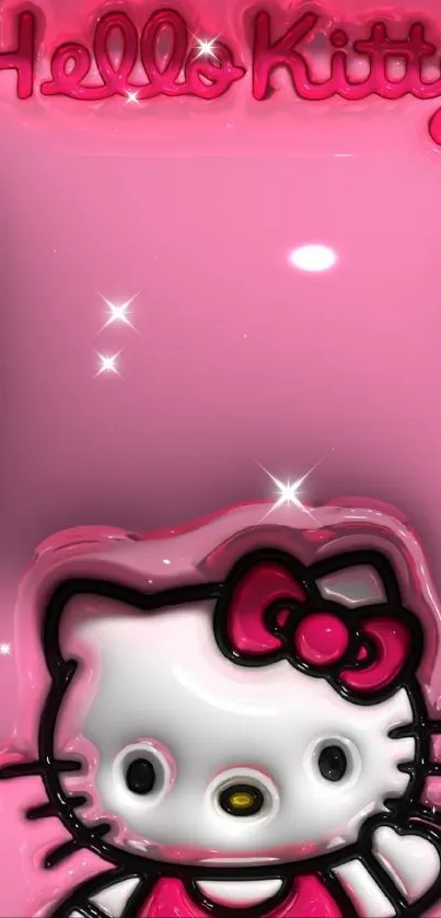 Hello Kitty in bright pink mobile wallpaper.