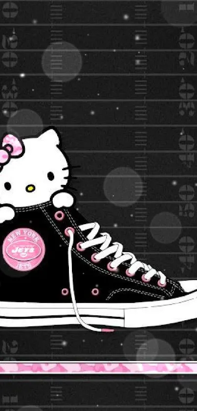 Hello Kitty with a black sneaker on wallpaper