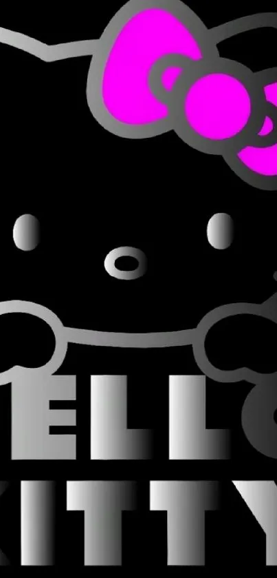 Hello Kitty with pink bow on black background wallpaper.