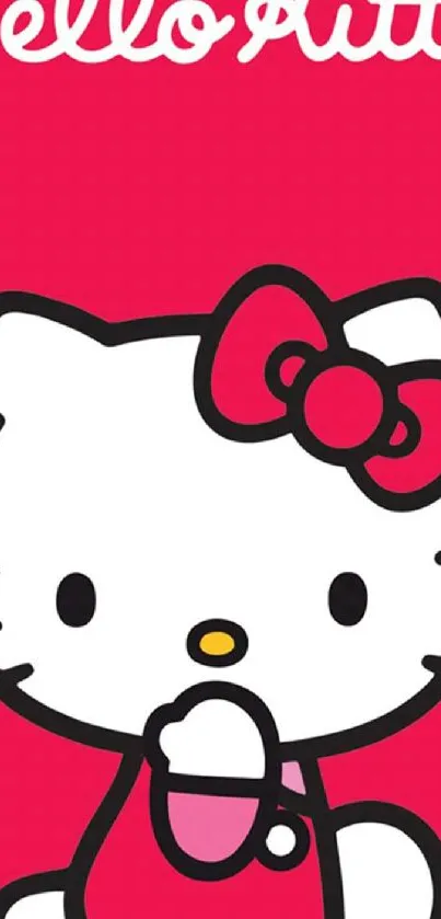 Hello Kitty with pink background mobile wallpaper.