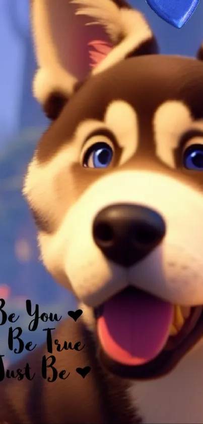 Cute husky puppy with motivational message wallpaper.