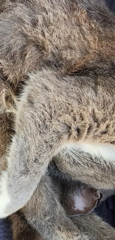 Cute kangaroo resting on soft fur background.