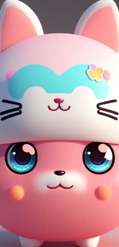 Cute and colorful kawaii cat character illustration.