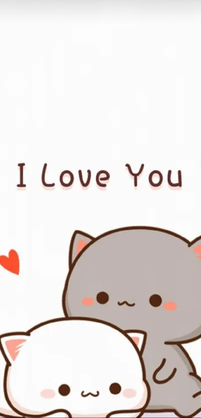 Cute kawaii cats with 'I Love You' text.