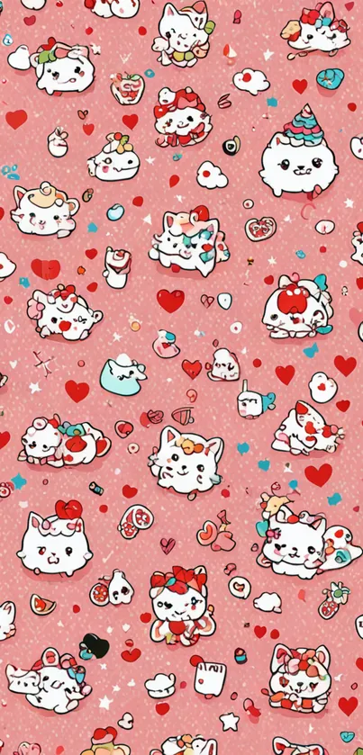 Cute kawaii cats design with pink background.