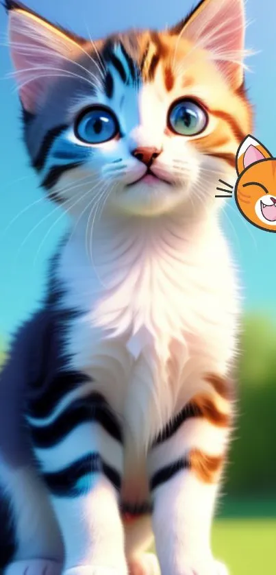 Cute cartoon kitten with vibrant colors.