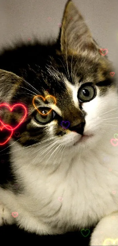 Playful kitten with expressive eyes, ideal for mobile wallpaper.