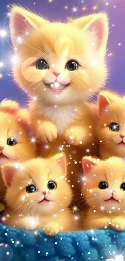 Adorable kittens sparkling in vibrant mobile wallpaper