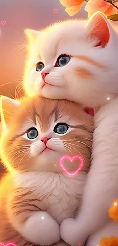 Two cute kittens surrounded by flowers.