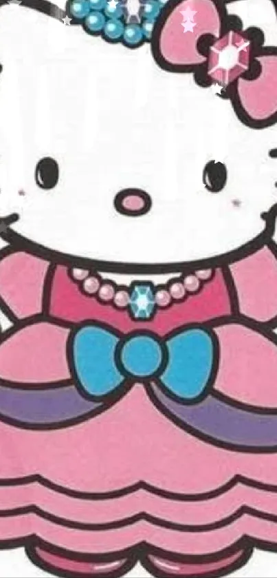 Cute kitty in a pink dress with a star wand and tiara.