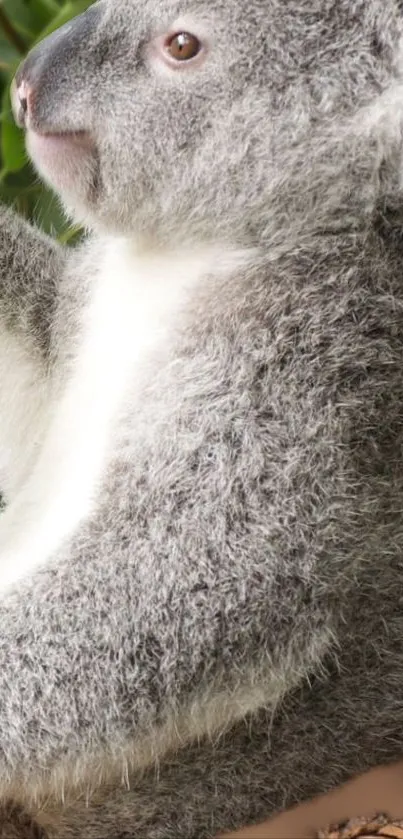 Close-up of a cute koala in its natural habitat.