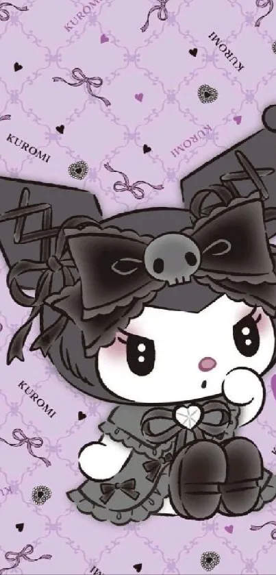 Cute Kuromi in pastel purple background.