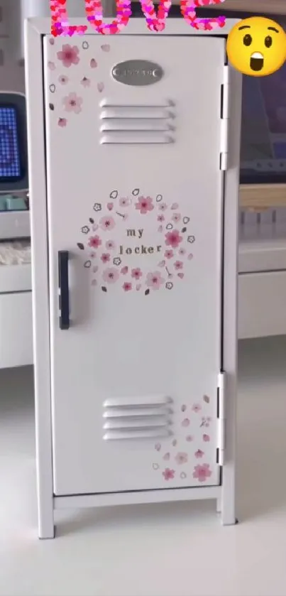 Cute mini locker with floral design mobile wallpaper.