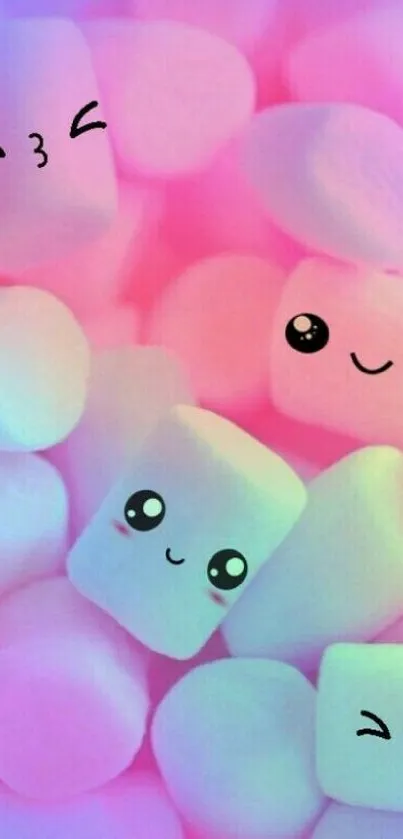 Cute marshmallow faces with pastel colors.