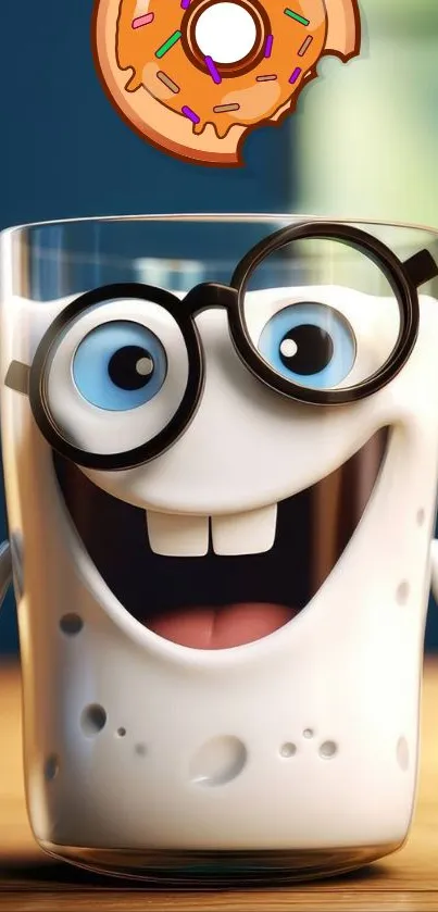 Animated glass character with a joyful face wearing glasses.