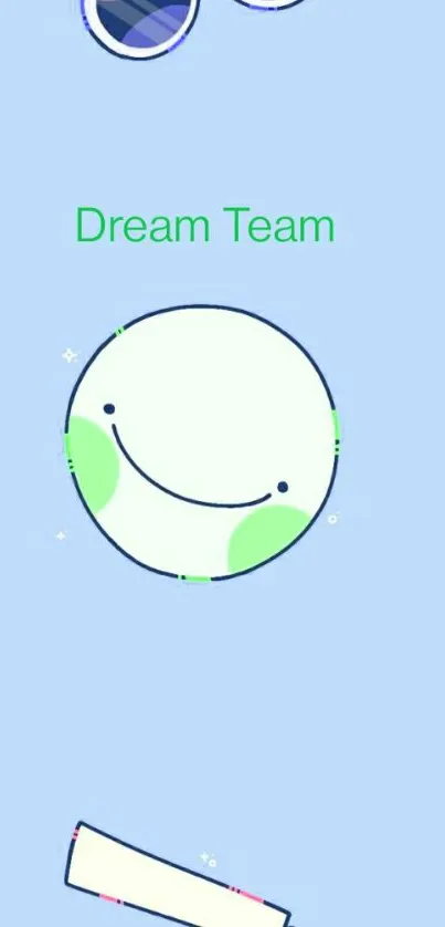 Cute minimalist Earth wallpaper with a smiling planet on light blue background.