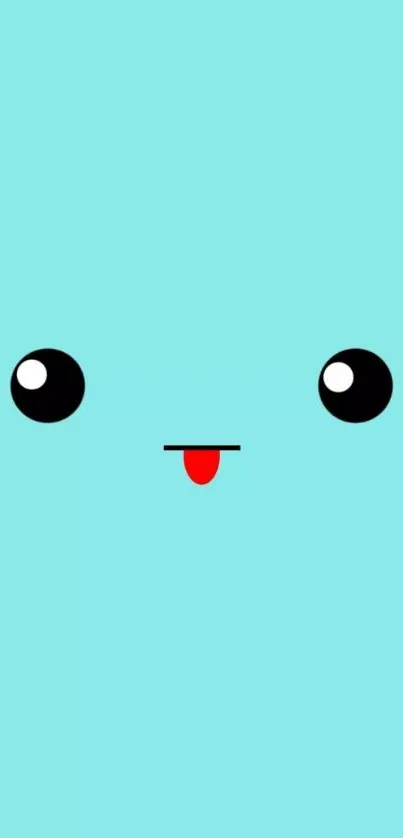 Cute minimalist blue wallpaper with a playful face design.